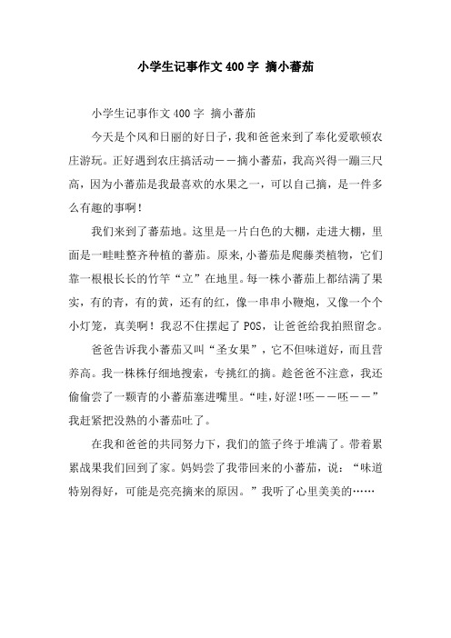 小学生记事作文400字 摘小蕃茄