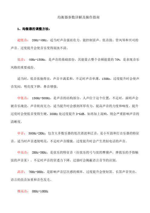 均衡器参数详解及操作指南