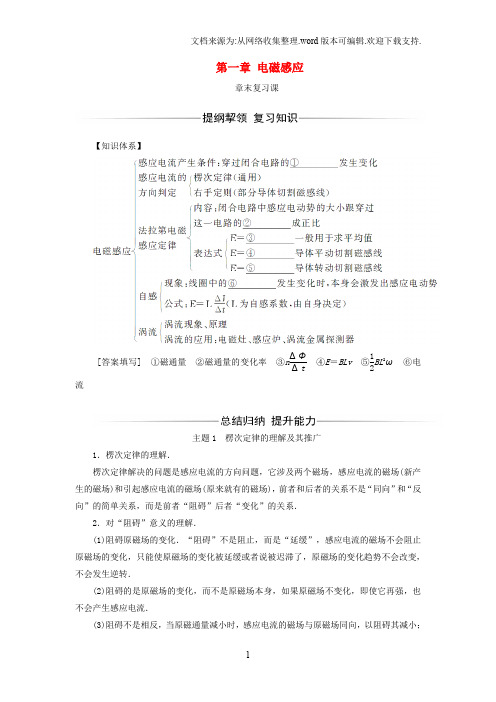 2020学年高中物理第一章电磁感应章末复习课学案粤教版选修3-2