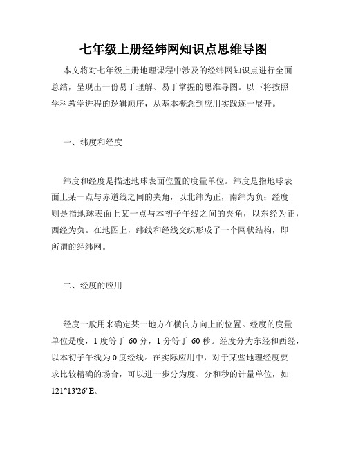 七年级上册经纬网知识点思维导图