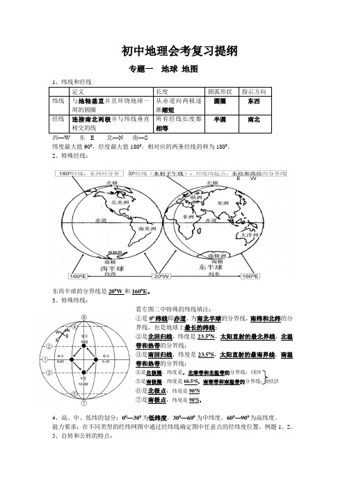初中地理会考复习提纲(七年级)