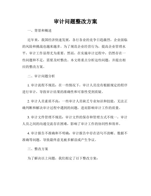 审计问题整改方案