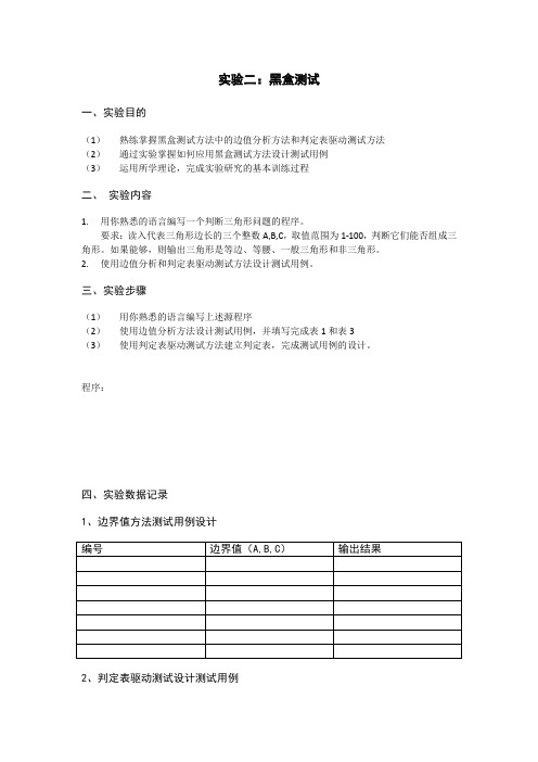 实验二 黑盒测试