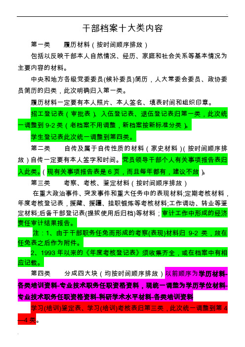 干部档案十大类内容