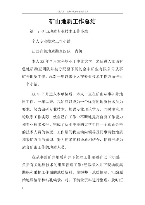 矿山地质工作总结