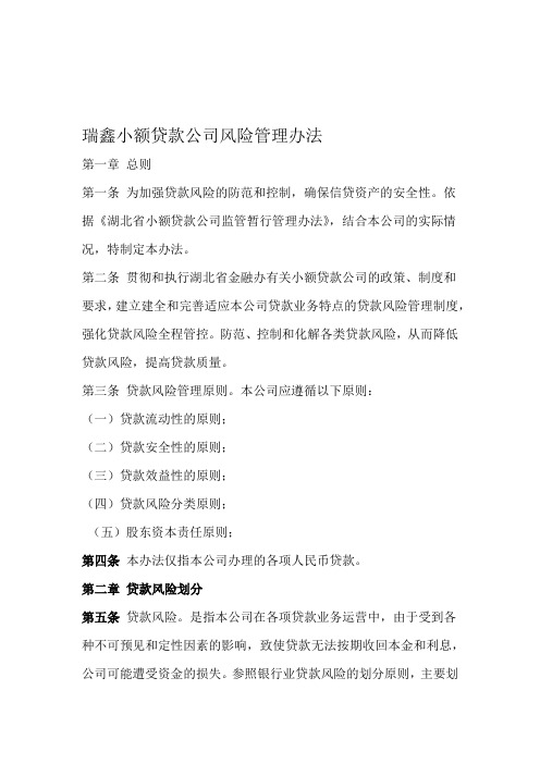小额贷款公司风险管理办法