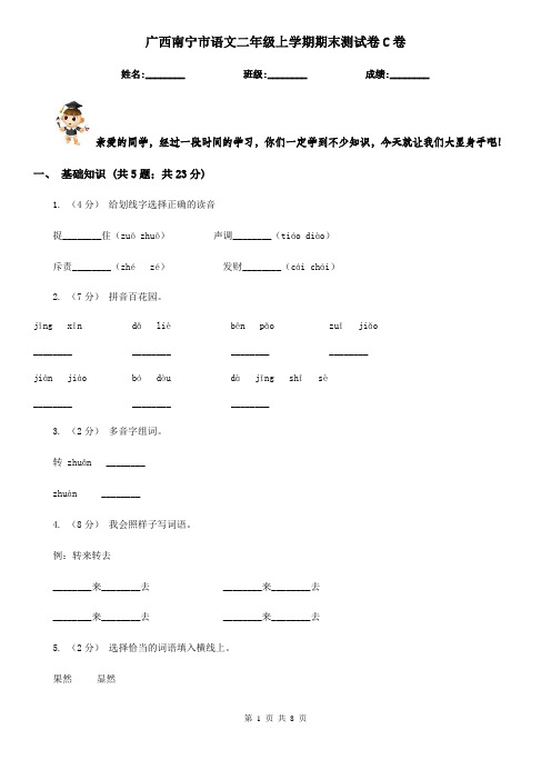 广西南宁市语文二年级上学期期末测试卷C卷