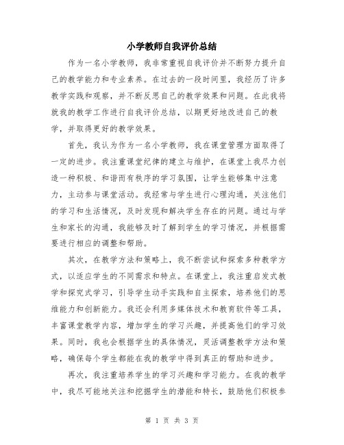 小学教师自我评价总结