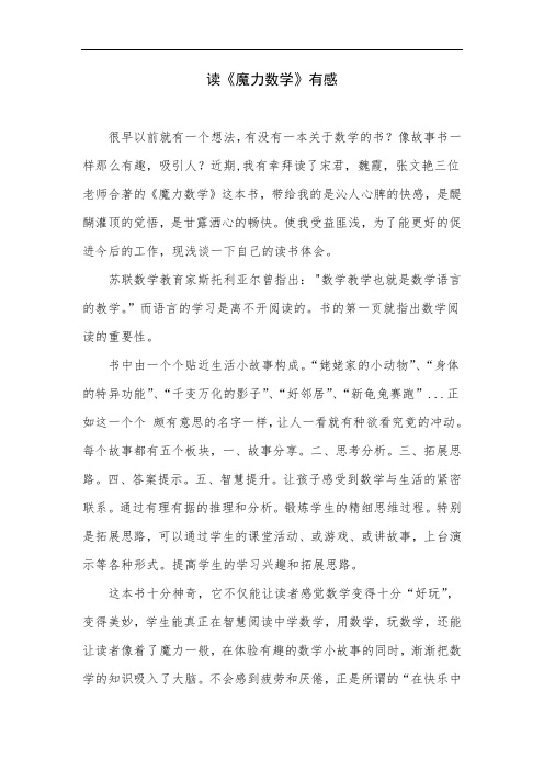读《魔力数学》有感