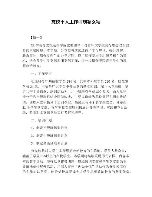 党校个人工作计划怎么写