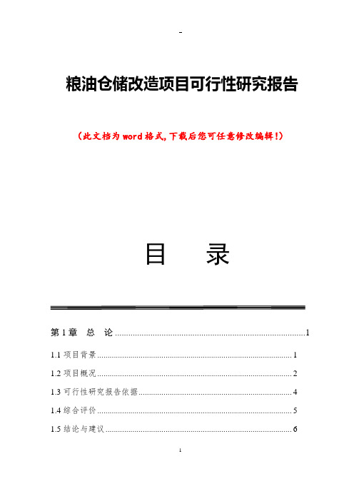 粮油仓储改造项目可行性研究报告