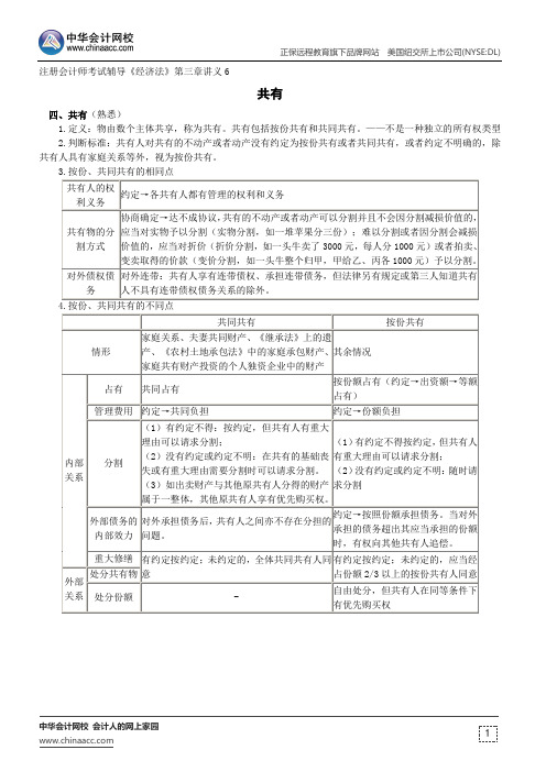 共有--注册会计师辅导《经济法》第三章讲义6