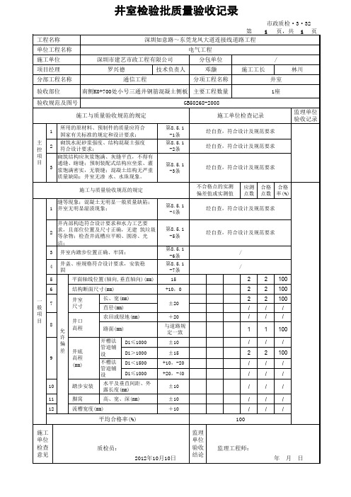 井室检验批质量验收记录