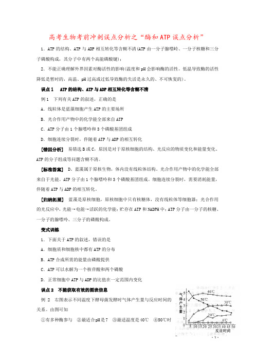高考生物考前冲刺误点分析之“酶和ATP误点分析”