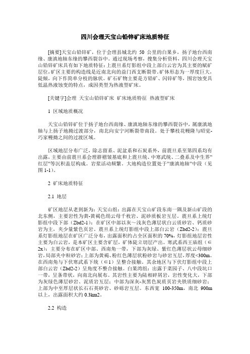 四川会理天宝山铅锌矿床地质特征