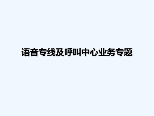 培训：语音专线及呼叫中心业务专题PPT课件