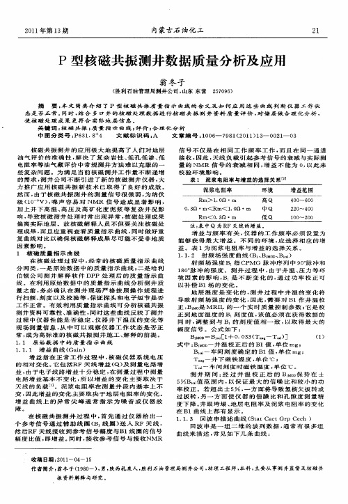 P型核磁共振测井数据质量分析及应用