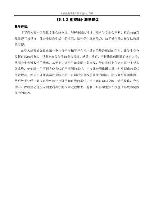 人教版数学七年级下册-第二课时：5.1.2 垂线 教学建议