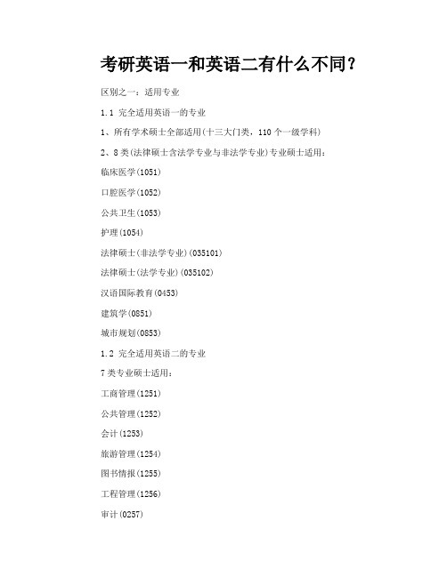 考研英语一和英语二有什么不同？