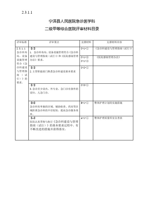 二级医院等级评审 框架目录2.3.1.1