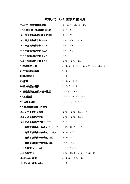 数学分析重修必做习题 精品