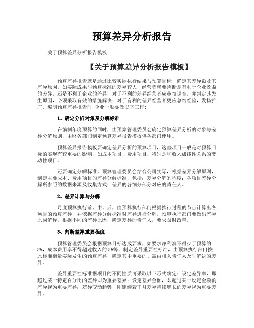 预算差异分析报告