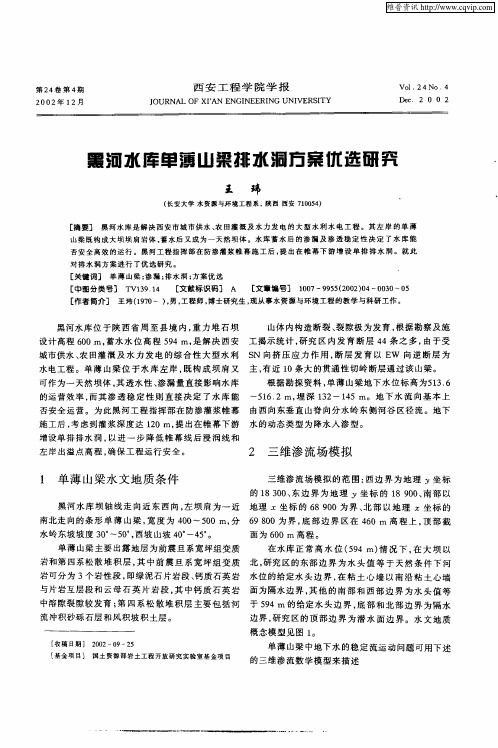 黑河水库单薄山梁排水洞方案优选研究