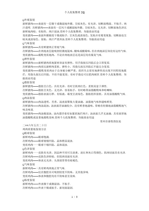 猪肉质量的鉴别方法