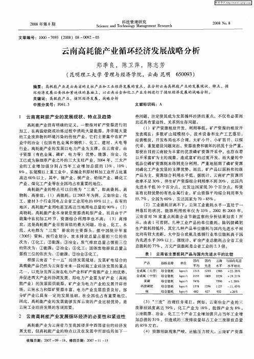 云南高耗能产业循环经济发展战略分析