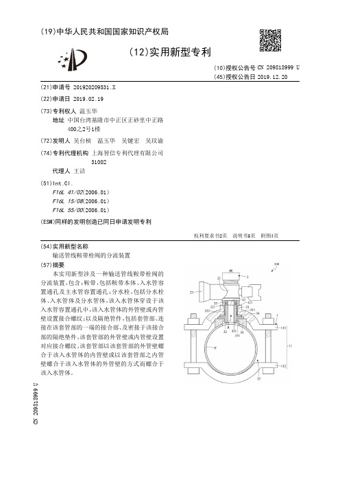 【CN209818999U】输送管线鞍带栓阀的分流装置【专利】