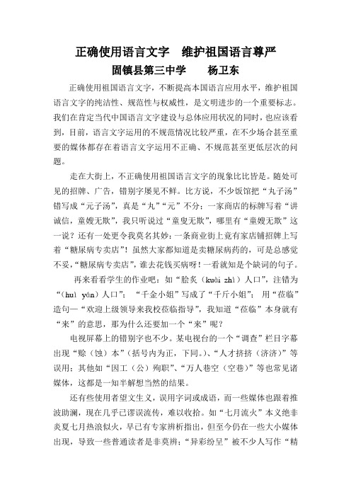 正确使用语言文字  维护祖国语言尊严