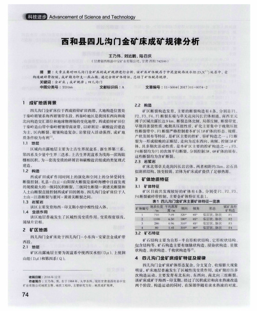 西和县四儿沟门金矿床成矿规律分析