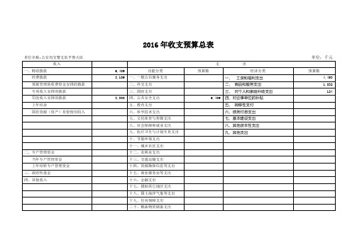 2016年收支预算总表