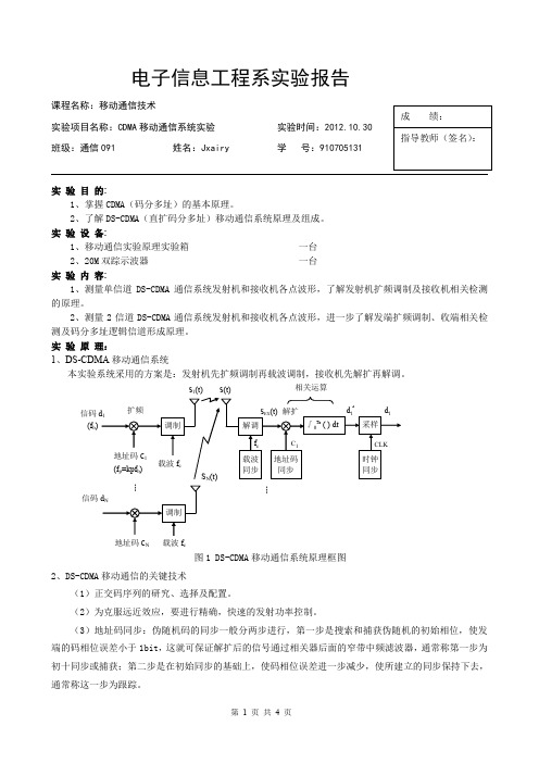 CDMA移动通信系统实验