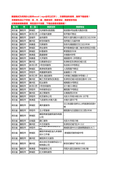 2020新版湖北省襄阳市装修工商企业公司商家名录名单黄页联系电话号码地址大全541家