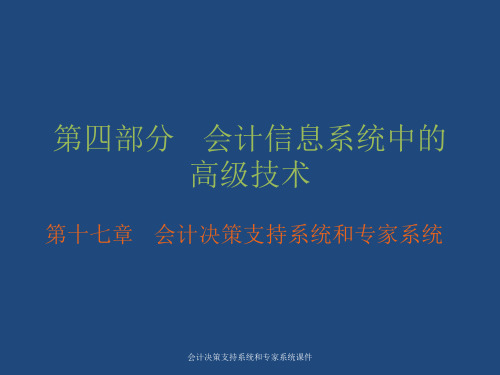 会计决策支持系统和专家系统课件