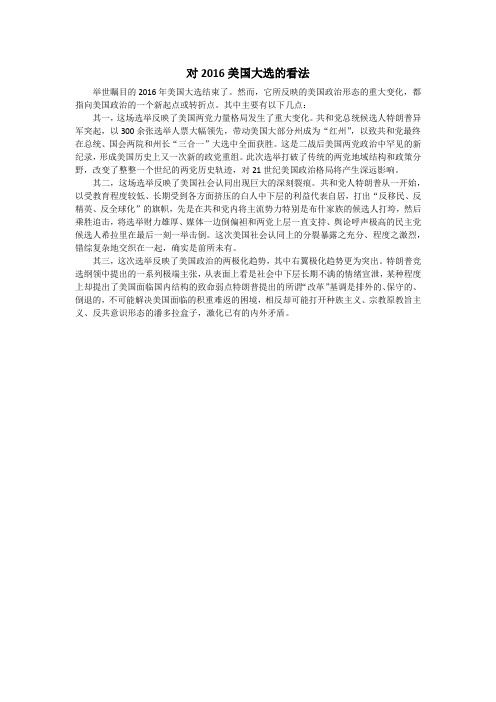 对2016美国大选的看法