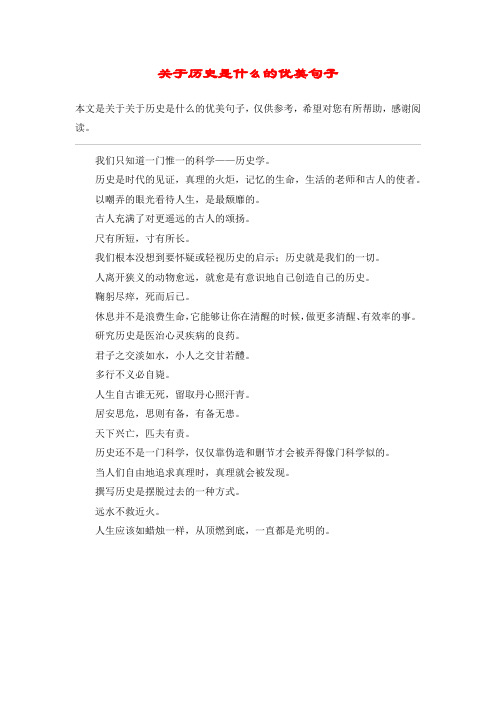 关于历史是什么的优美句子