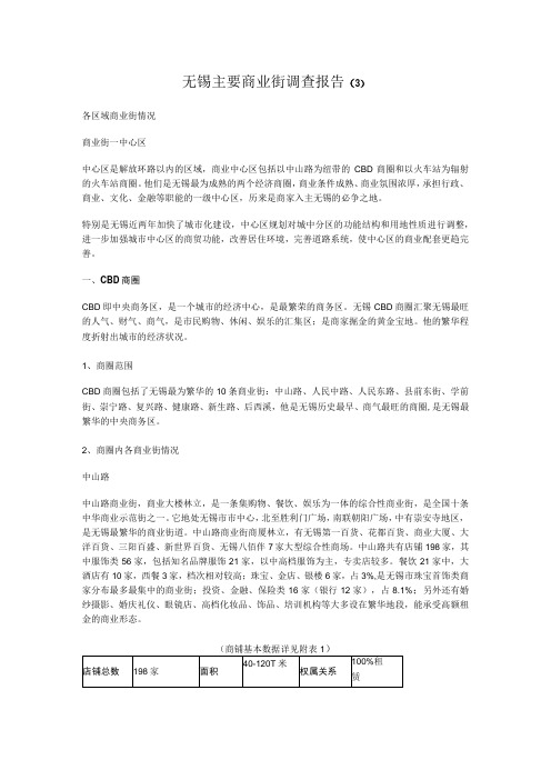 无锡主要商业街调查报告