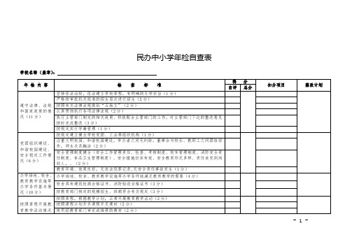 民办中小学年检自查表