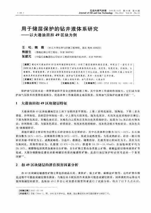 用于储层保护的钻井液体系研究——以大港油田扣49区块为例