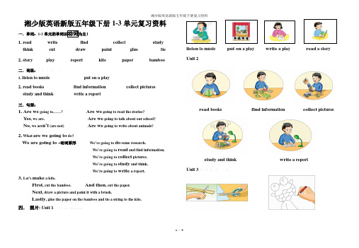 湘少版英语新版五年级下册复习资料