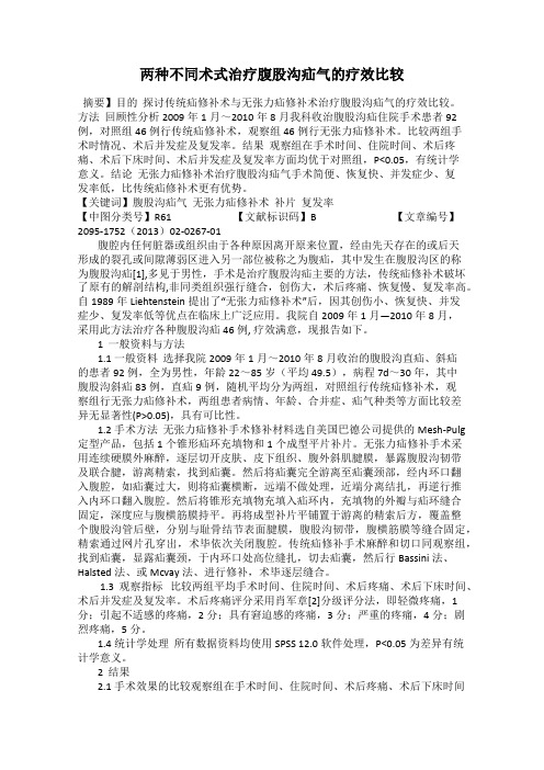 两种不同术式治疗腹股沟疝气的疗效比较