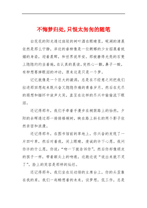 不悔梦归处,只恨太匆匆的随笔