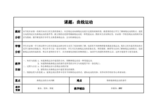 必修5.1第一节《曲线运动》