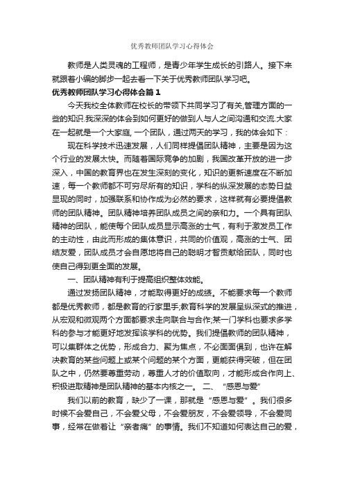 优秀教师团队学习心得体会_教师心得体会_