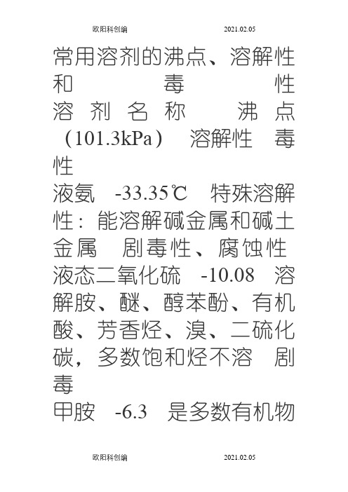 常见有机溶剂的溶解性汇总之欧阳科创编