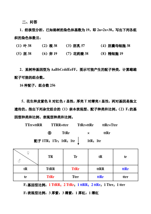 2010年林木遗传育种学习题(答案)