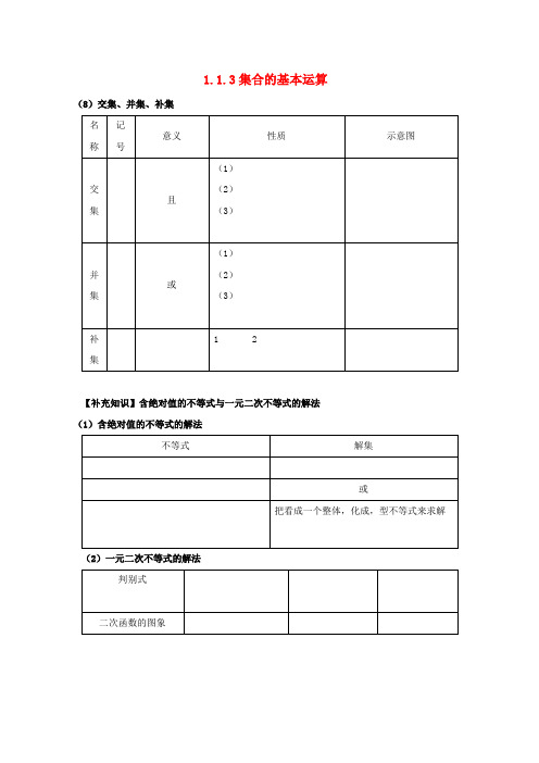 高中数学 1.1.3 集合的基本运算知识点归纳素材 新人教A版必修1