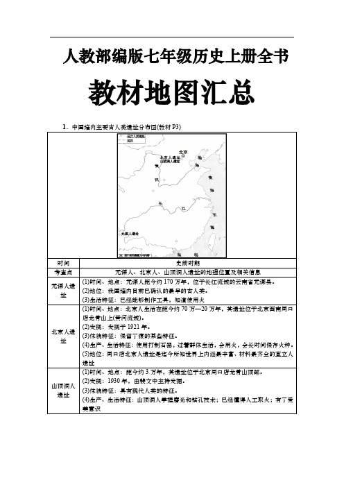 人教部编版七年级历史上册全书教材地图汇总